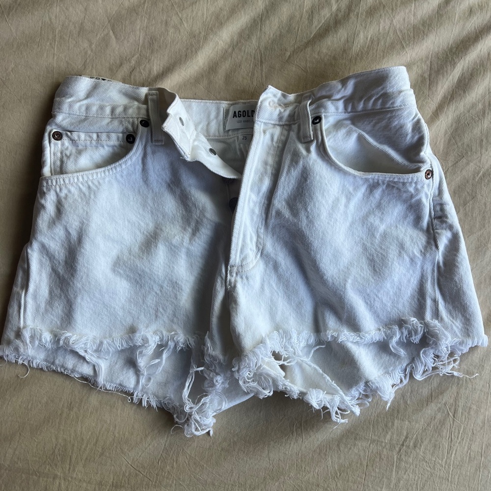 Agolde white denim shorts size 25